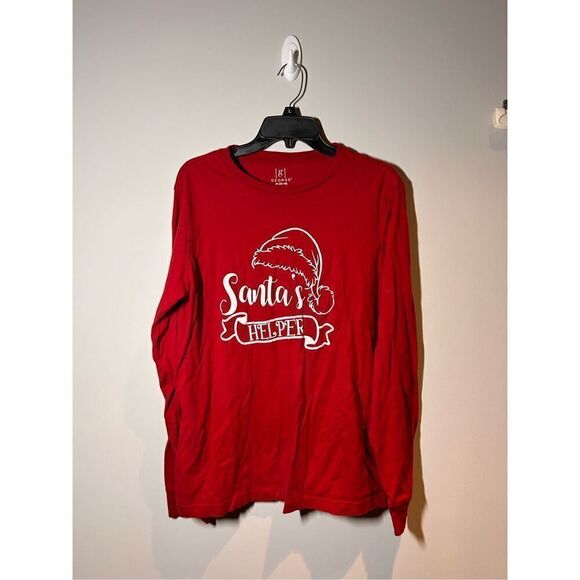 Santa’s Helper red long sleeve tee size men’s medium C19-9 (J) - Picture 1 of 3